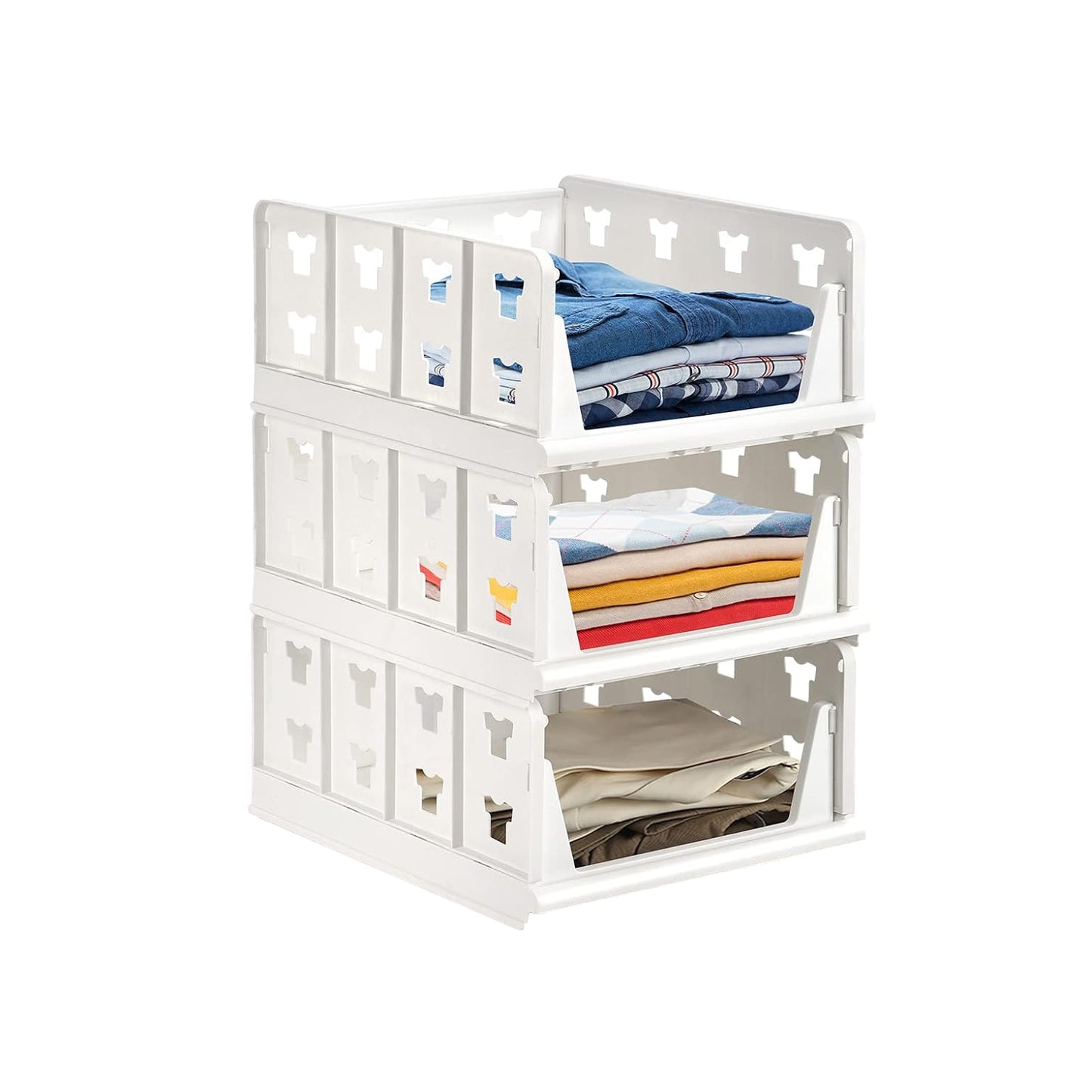 3 Layer Stackable Multifunctional Storagefor Clothes Foldable Drawer Shelf Basket Utility Cart Rack Storage Organizer Cart For Kitchen Pantry Closet Bedroom Bathroom Laundry(3 Layer 1 Pc) - Happy Price - Image 4
