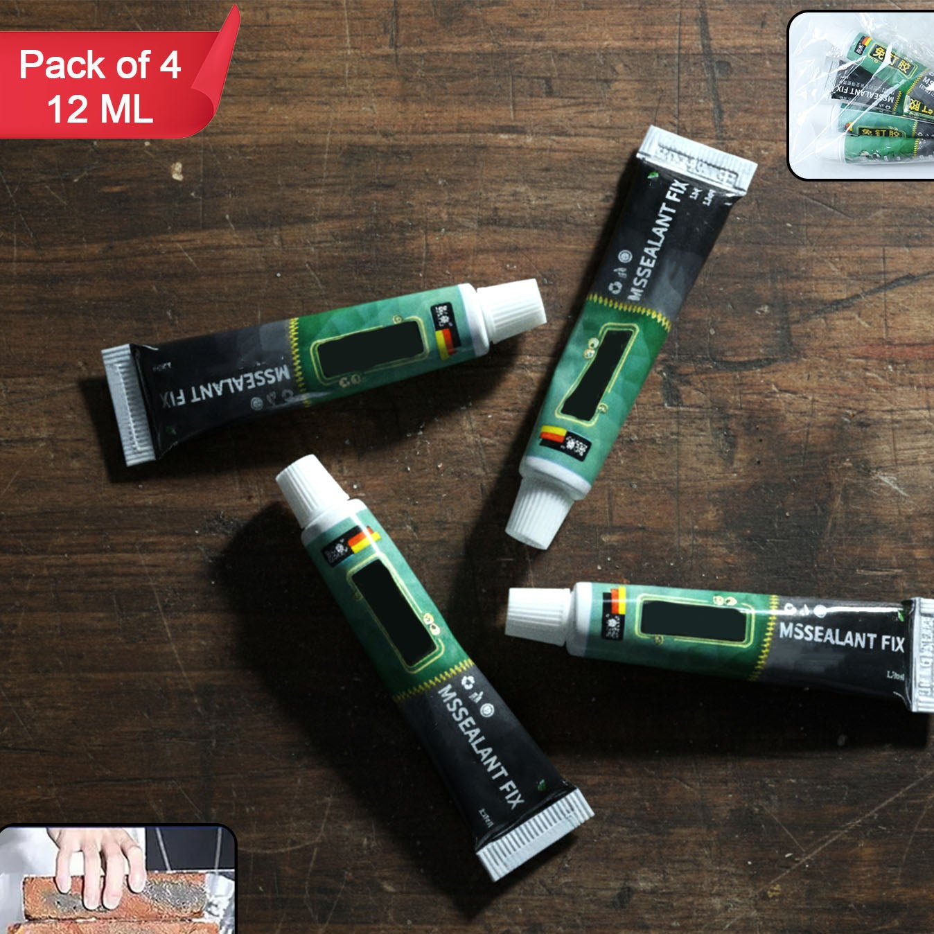 4-Pack Instant Sealant Repair Adhesive Tubes (12 ML Each) - Happy Price - Image 1