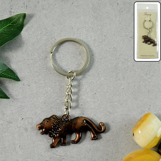 Walking Lion Metal Keychain - Antique Finish, 1 Pc - Happy Price - Image 1