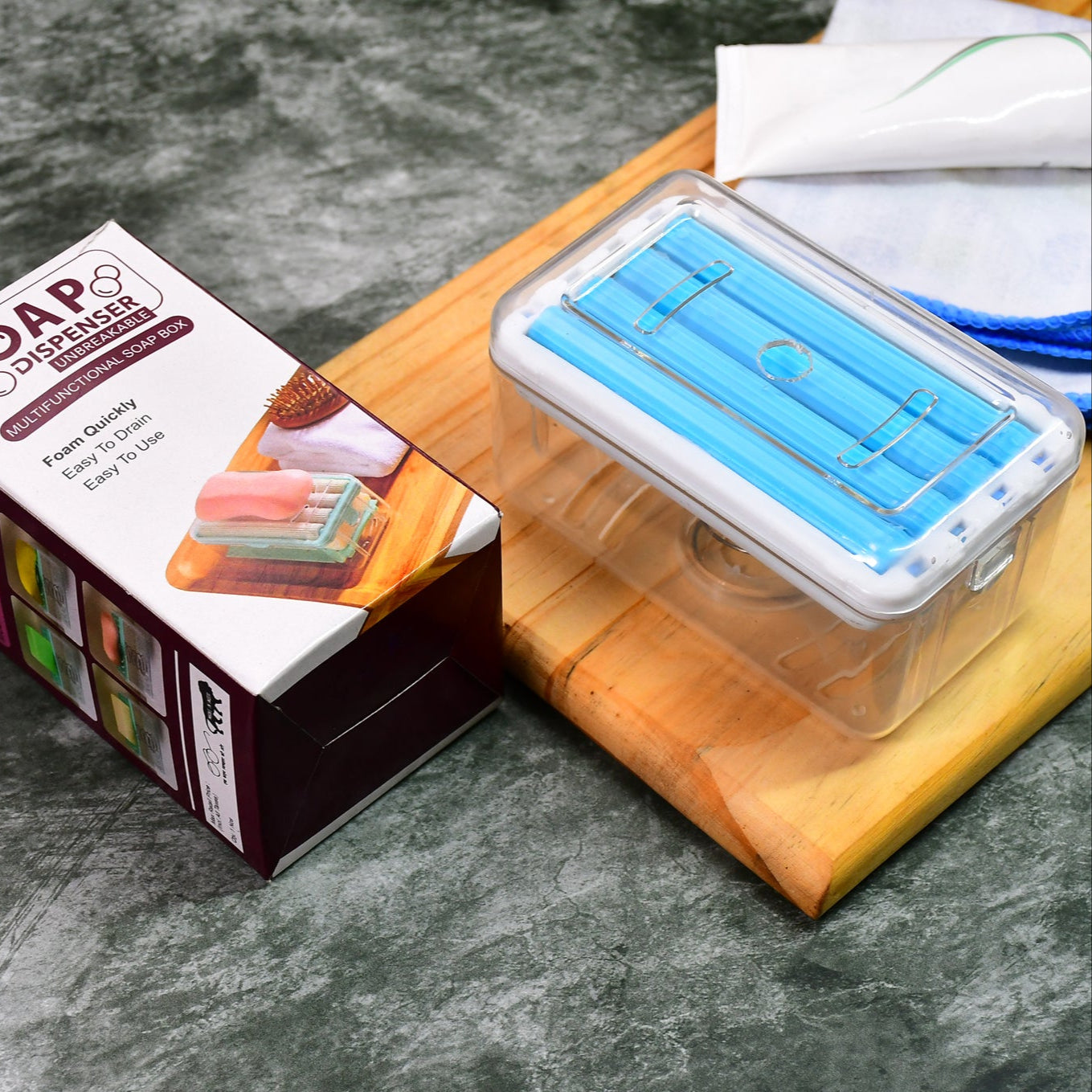 2-in-1 Portable Soap Dish  Soap Dispenser With Roller And Drain Holes Multifunctional Soap Holder Foaming Soap Bar Box For Home Kitchen Bathroom - Happy Price - Image 1