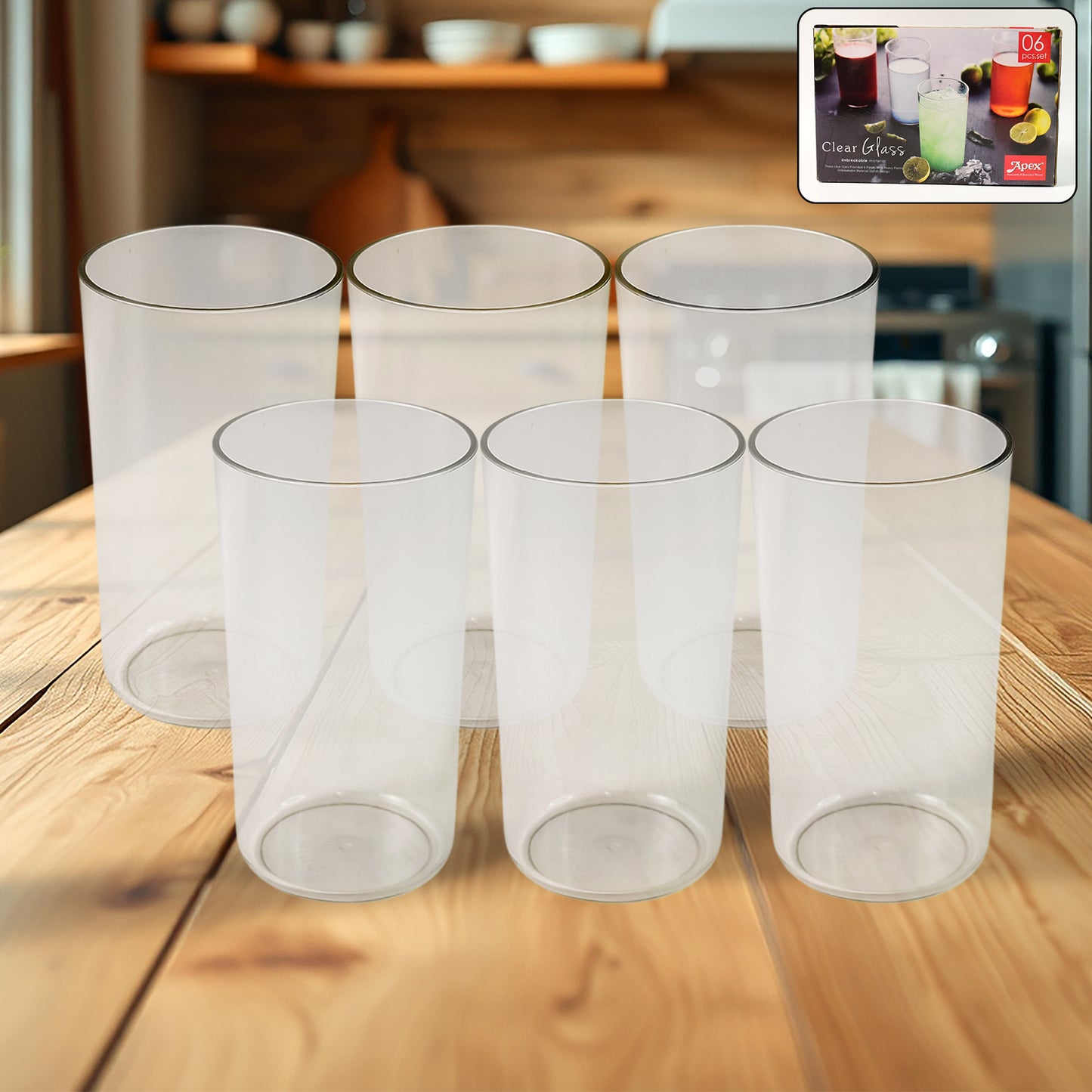 Apex Clear Plastic Tumbler  Glass Set  6-piece Unbreakable - Happy Price - Image 2