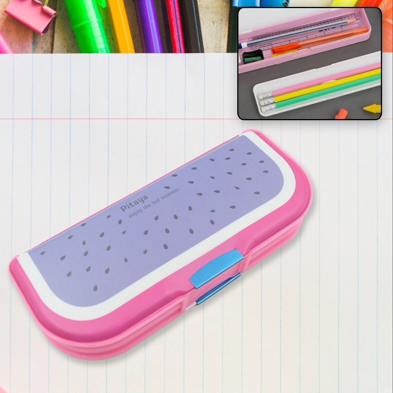 Multipurpose Compass Box Pencil Box With 2 Compartments For School Cartoon Printed Pencil Case For Kids Birthday Gift For Girls  Boys Cartoon Printed Pencil Case For Kids (Mix Color 1 Pc) - Happy Price - Image 1