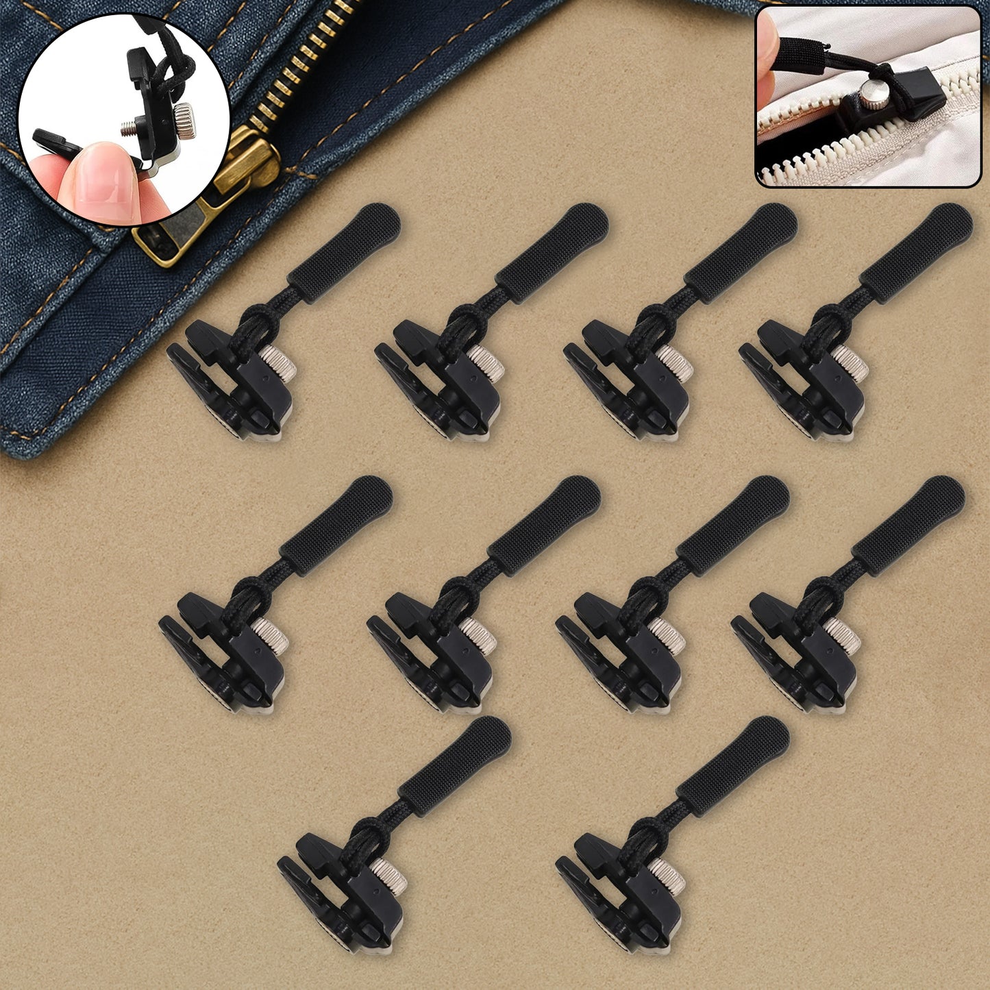 10 Pc Medium Detachable Zipper Slider Repair Kit - Happy Price - Image 3