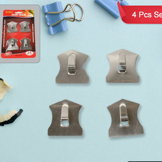 Self- Adhesive Hooks Heavy Duty Wall Hooks Hangers Stainless Steel Waterproof Sticky Hooks For Hanging Robe Coat Towel Kitchen Bathroom And. - Happy Price - Image 1