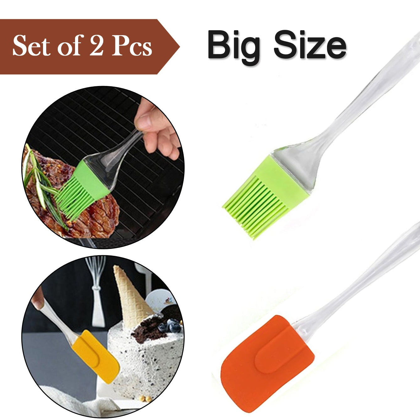 2-in-1 Silicone Pastry Brush and Spatula Set for Baking & Cooking - Happy Price - Image 1