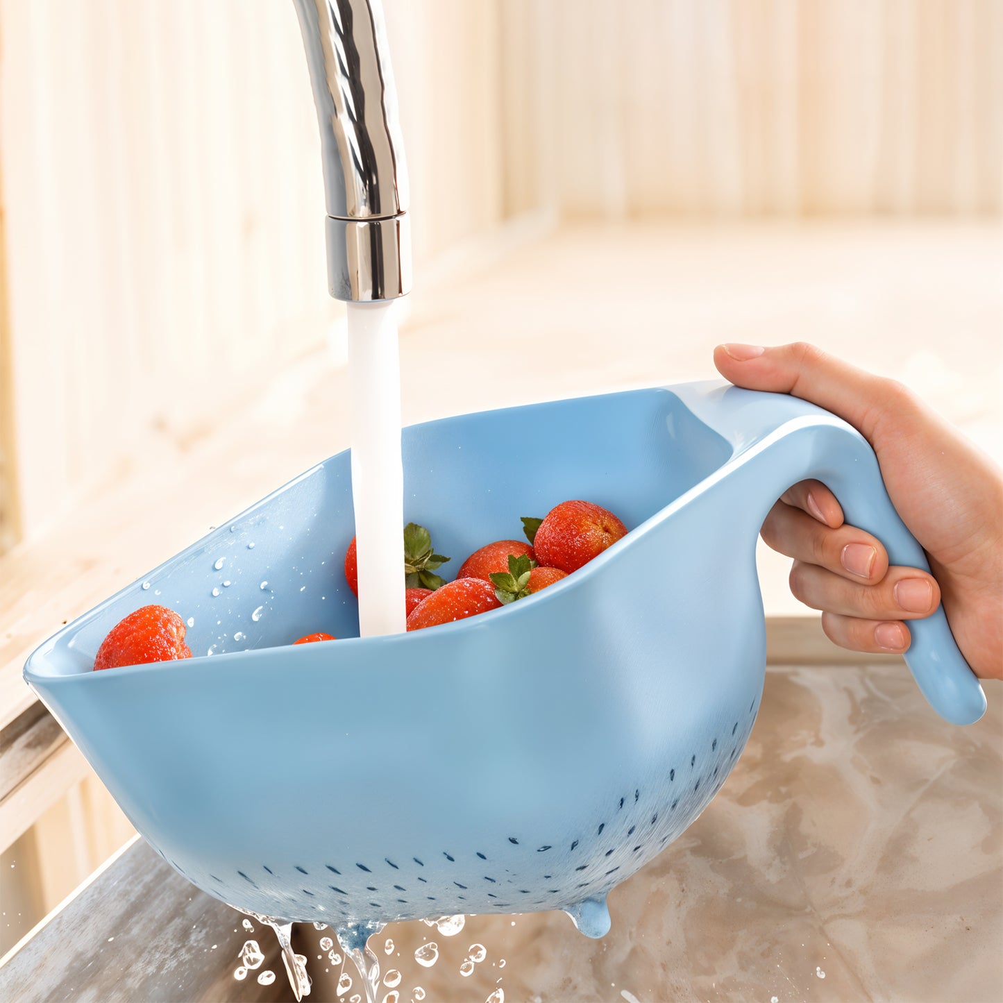 Apex Multi-functional Plastic Strainer Bowl With Ergonomic Handle (1 Pc) - Happy Price - Image 3