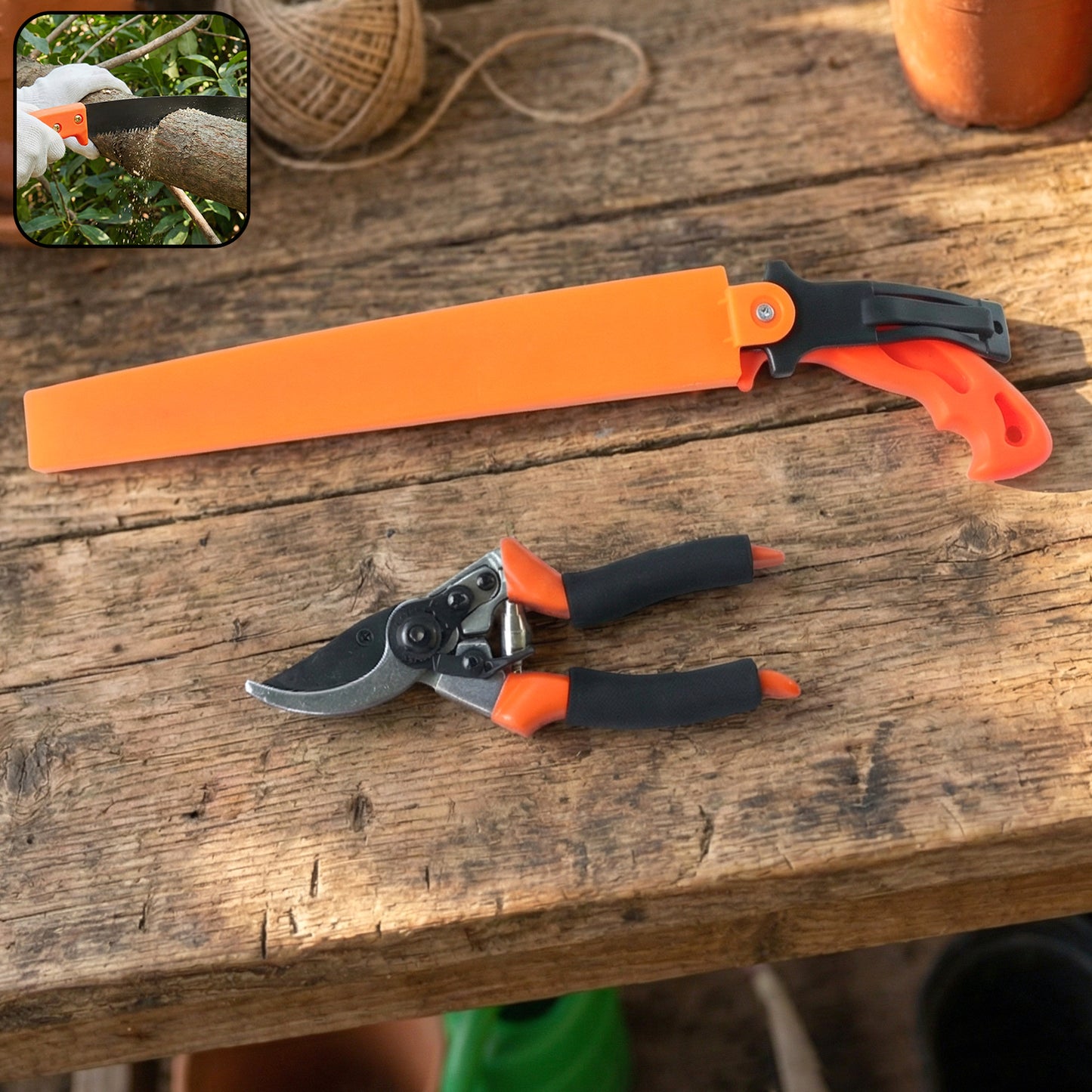 Gardening Tool Set: 2 Pc Pruning Shears & Hand Saw Combo for Garden Maintenance - Happy Price - Image 2
