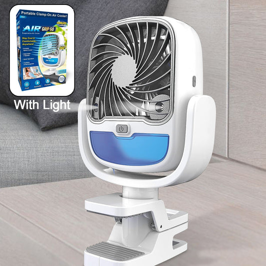 Air Portable Fan Grip Go 3 Speed Small Fan Great Stroller Fan Travel Or Desk Fan Cordless Personal Evaporative Air Cooler Universal Clamp For Indoor  Outdoor Use 360 Degree Head Swivel Led Color Changing Light - Happy Price - Image 1
