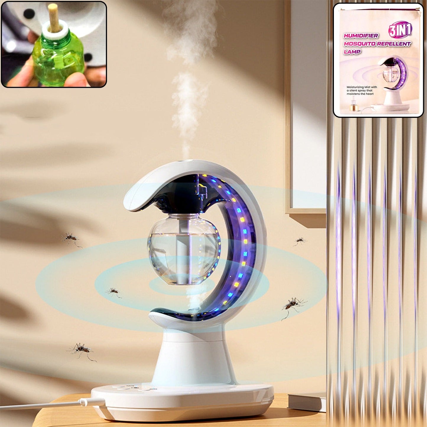 3-in-1 Air Purifier Lamp with Mosquito Repellent & Humidifier (1 Pc) - Happy Price - Image 3