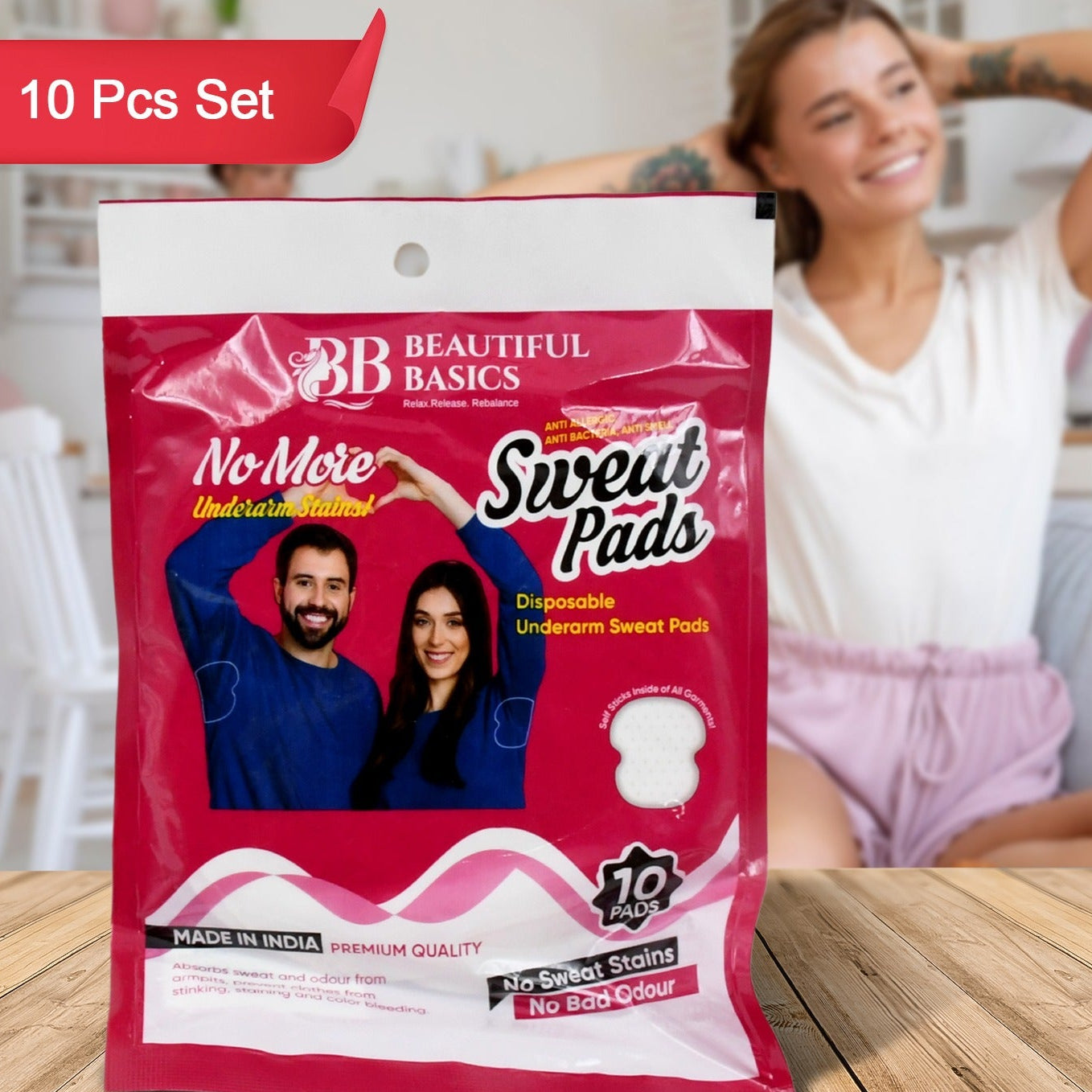 Underarms Sweat Pads Disposable Highly Absorbent Pads Cotton Anti-allergic Anti Bacteria Anti Smell Underarm Perspiration Pad For Men And Women (Pack Of 10) - Happy Price - Image 1