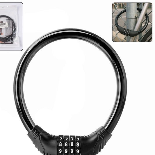 Bike Lock Cable Resettable Cable Lock - Self Coiling 4 Digit Combination Bike Lock - Happy Price - Image 1
