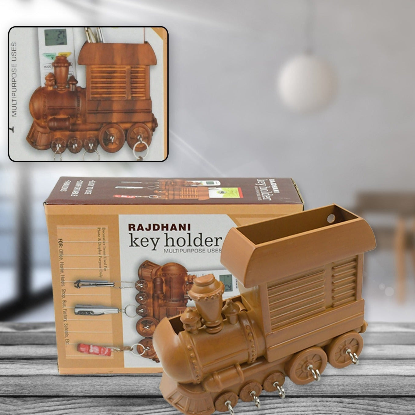 Plastic Train Engine Design Plastic Key Holder  Mount Decorative Keys Organizer Key Holder Key Stand Key Holder For Home  Office  Antique Key Holder (1 Pc) - Happy Price - Image 1