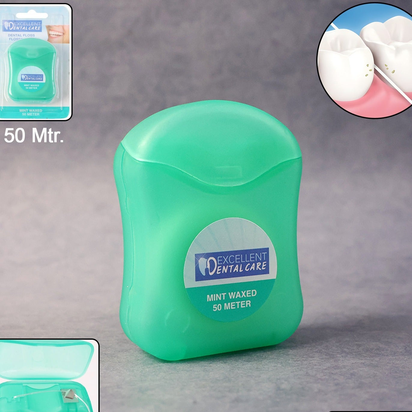 Mint Flavored Waxed Dental Floss - 50 Meter Roll for Deep Cleaning - Happy Price - Image 1
