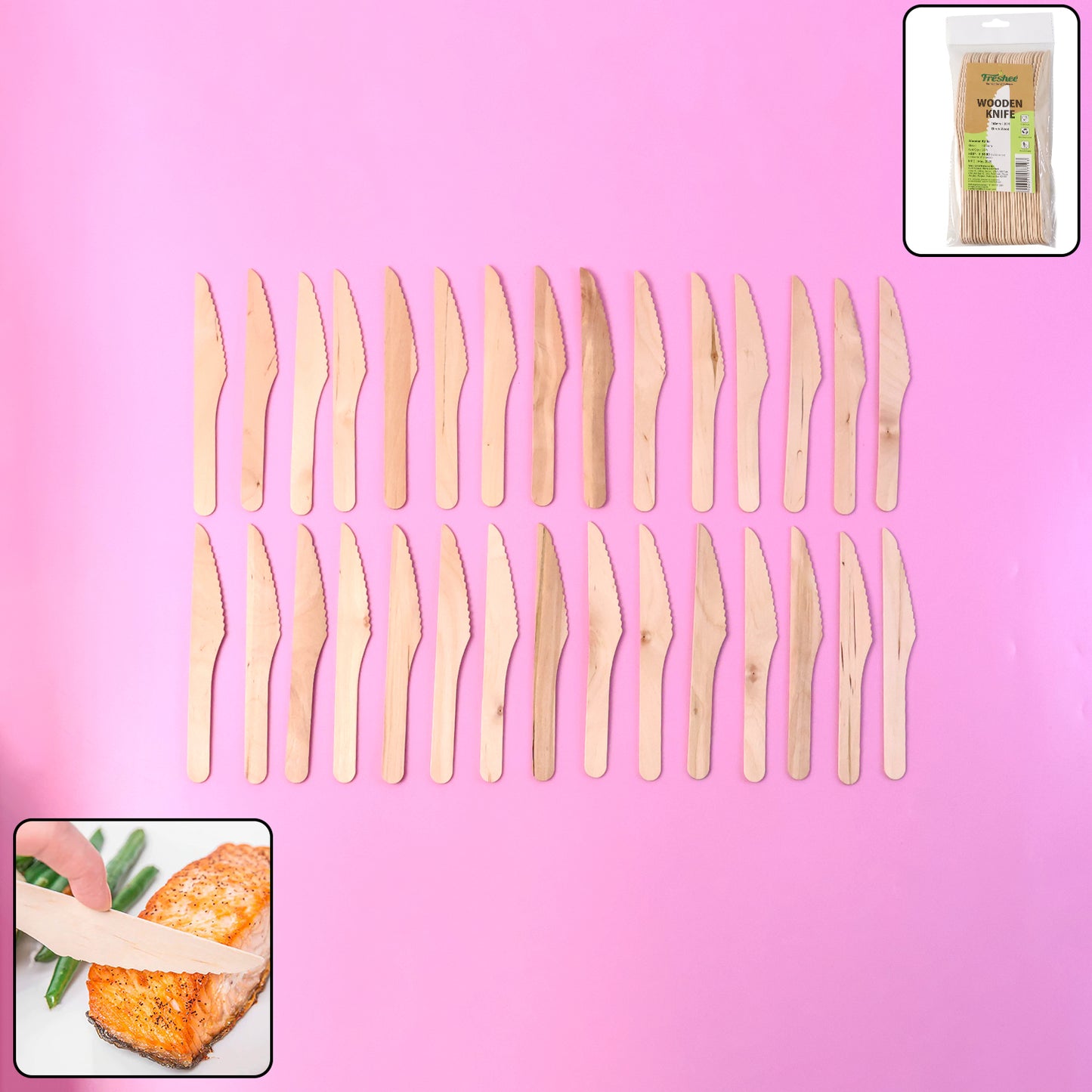 165mm Birchwood Knives - 30 Pcs Pack | Eco-Friendly Disposable Cutlery - Happy Price - Image 2