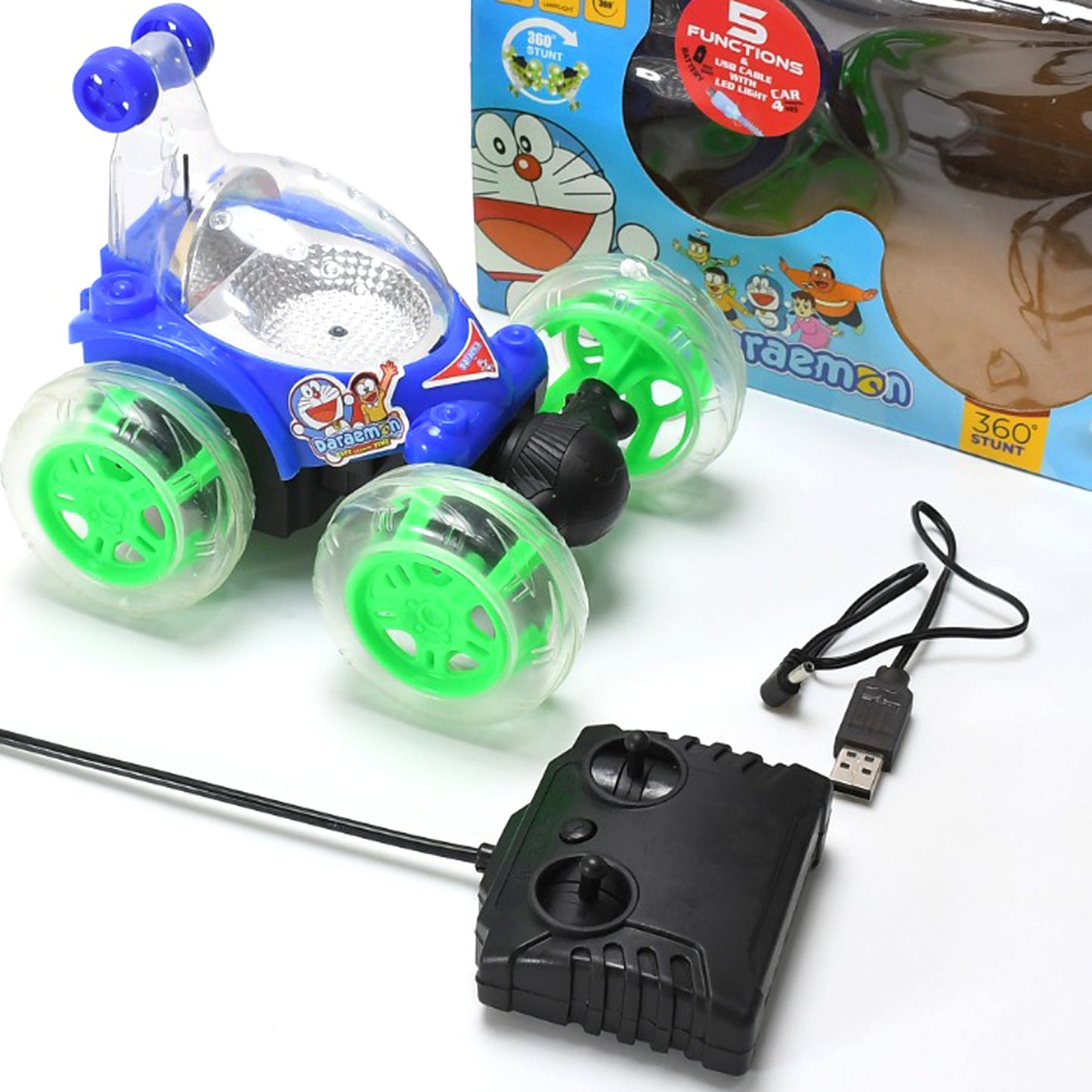 Rechargeable 360 Degree Stunt Rolling Remote Control Car With Colourful 3d Lights And Music For Kids - Happy Price - Image 2