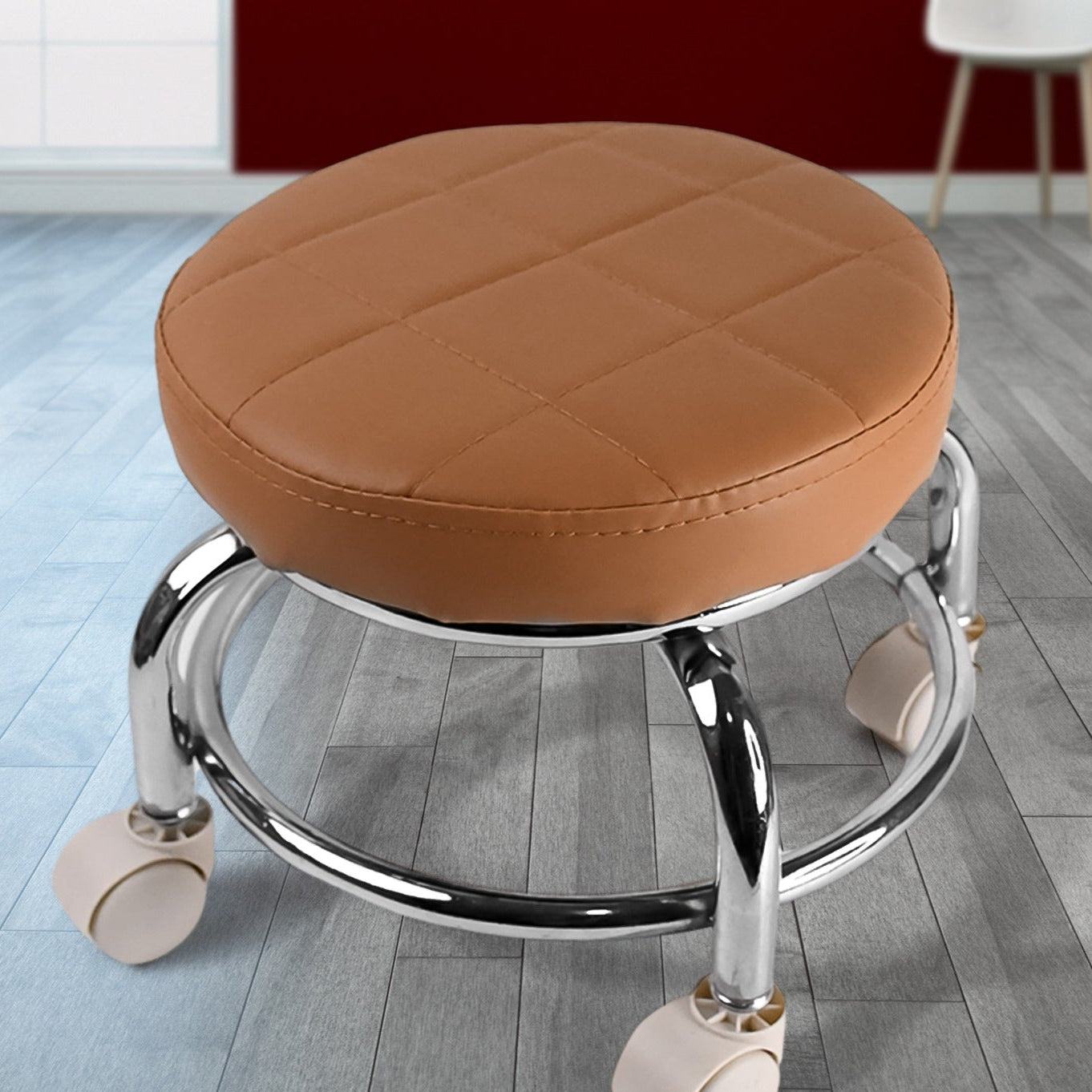 Heavy Duty Steel Rolling Stool with Wheels - 1 Pc - Happy Price - Image 1