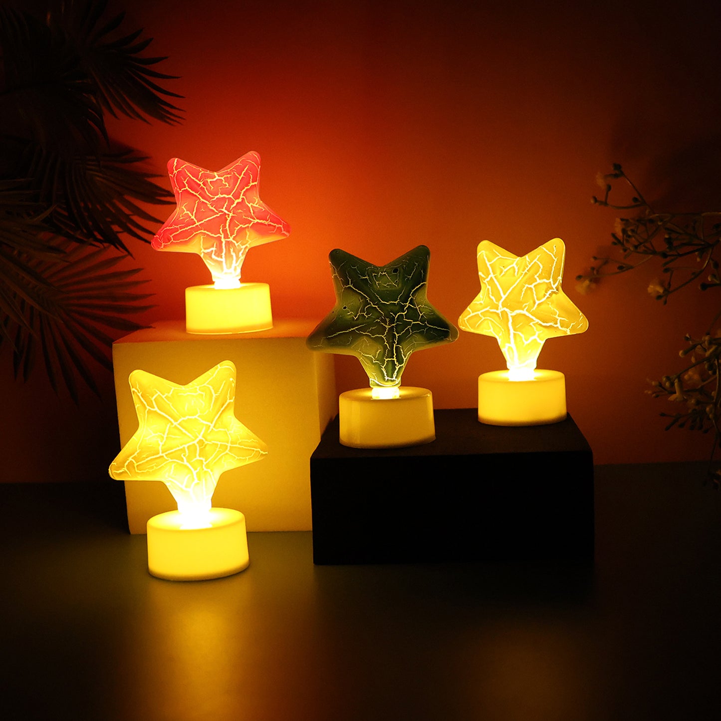 Set of 4 Star Shape Decorative LED Tealight Candles - Flameless & Battery Operated - Happy Price - Image 7