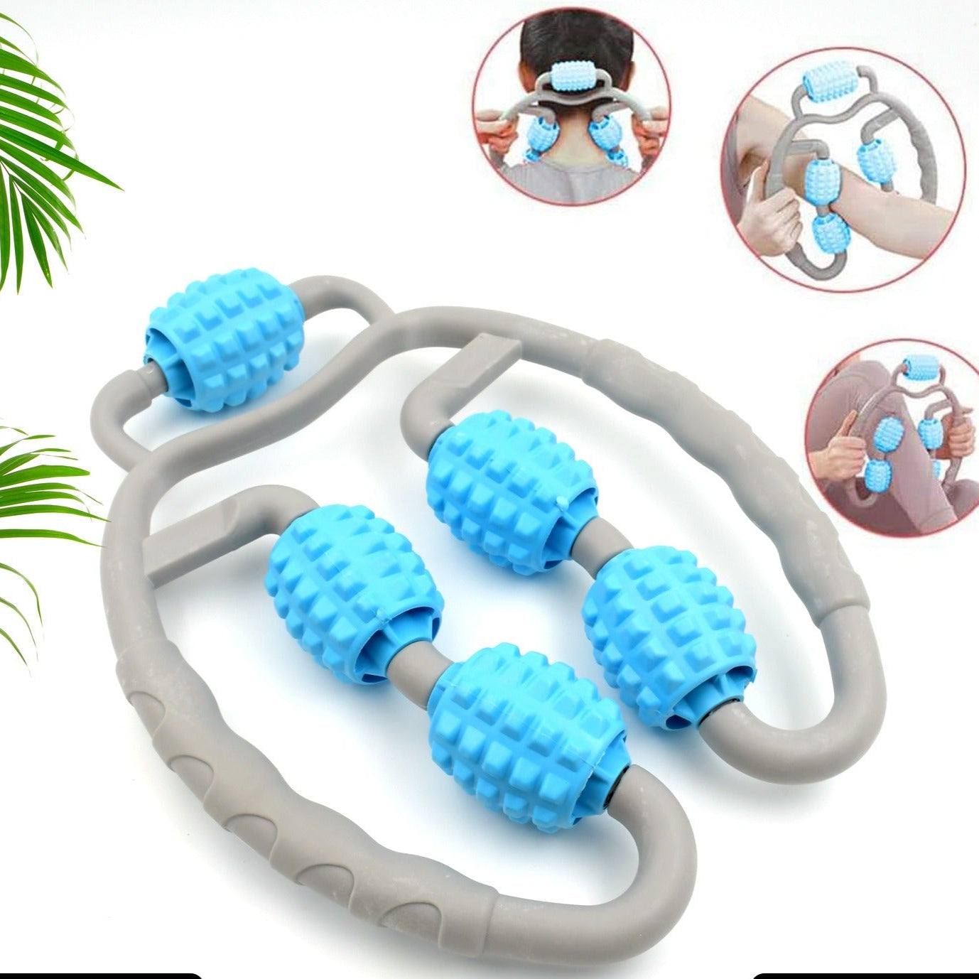 Muscle Massage Roller 5 Wheels Relieve Soreness Leg Muscle Roller Fitness Roller Muscle Relaxer Massage Roller Ring Clip All Round Massaging Uniform Force Elastic Pp Drop Shaped For Home Use (1 Pc) - Happy Price - Image 1