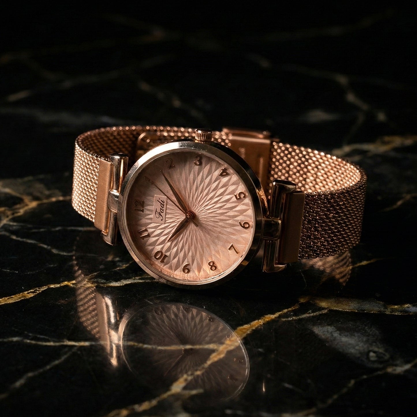 Rose Gold Finish Analog Watch with Mesh Strap (1 Pc) - Happy Price - Image 2