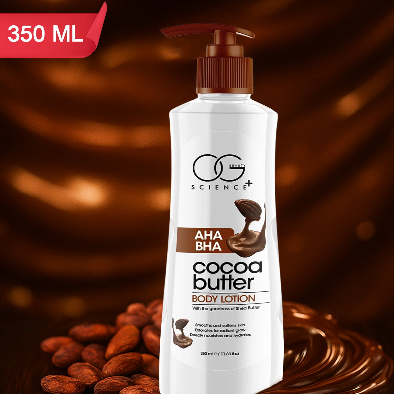 OG Beauty Science+ Cocoa Butter Body Lotion with AHA & BHA - 350 ML - Happy Price - Image 1