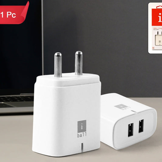 Iball Dual Usb Wall Charger 5v3.1a  High-speed Dual Port Fast Charging Adapte (1 Pc) - Happy Price - Image 1