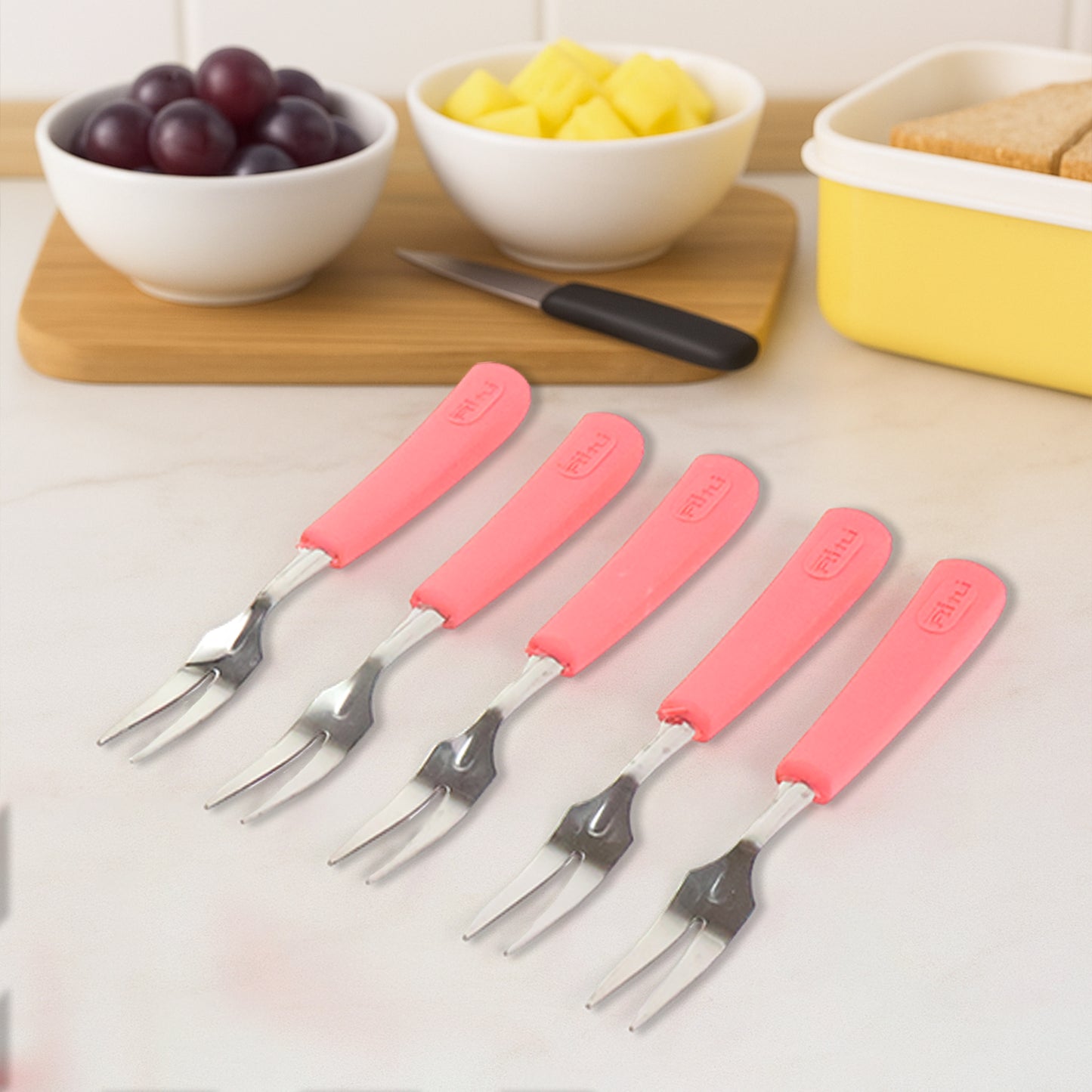 Premium Stainless Steel Fruit Fork Set  10 Pieces With Soft Non-slip Handle - Happy Price - Image 3