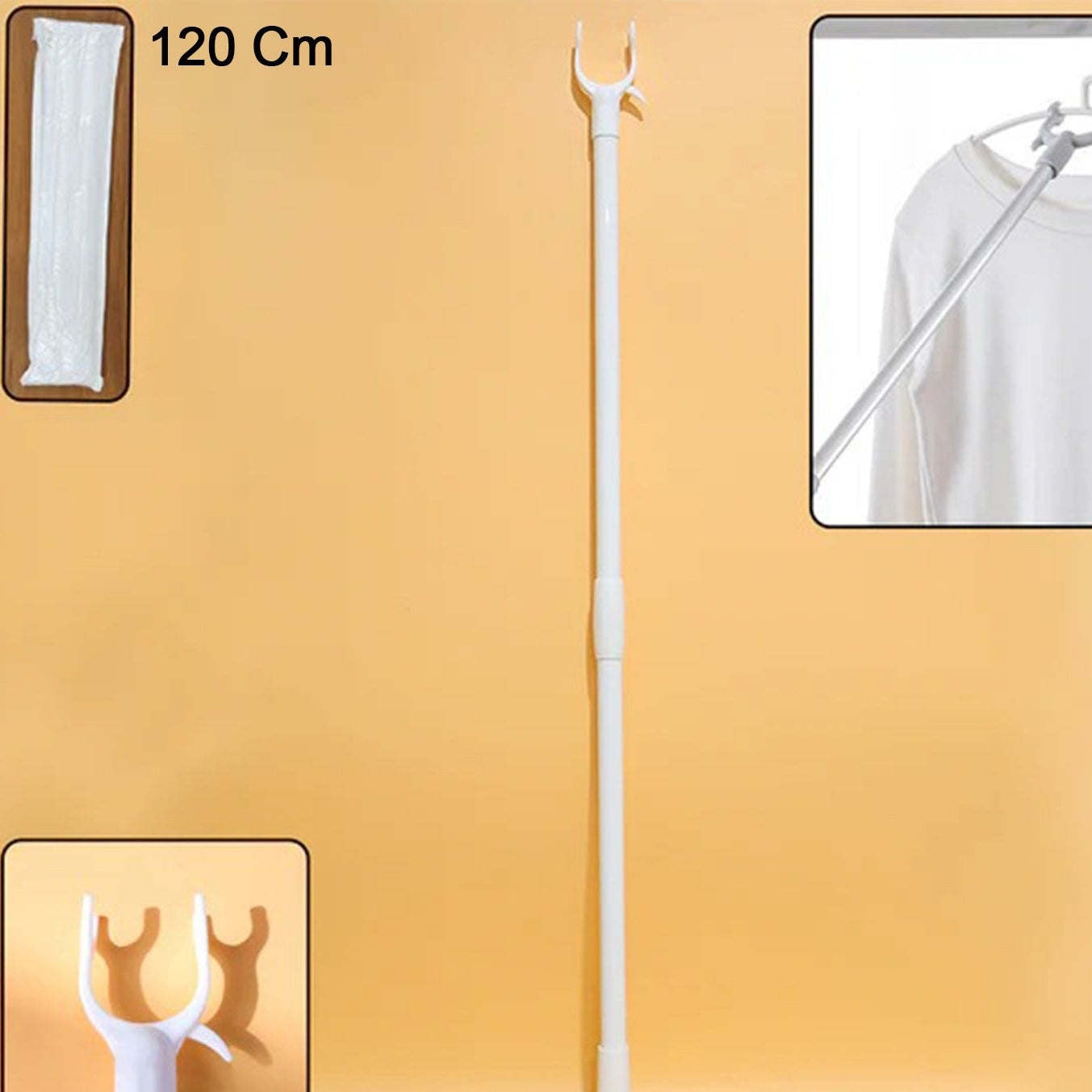 120 cm Long Reach Clothes Hook Rod (1 Pc) - Extended Laundry Pole for High Wardrobes - Happy Price - Image 1