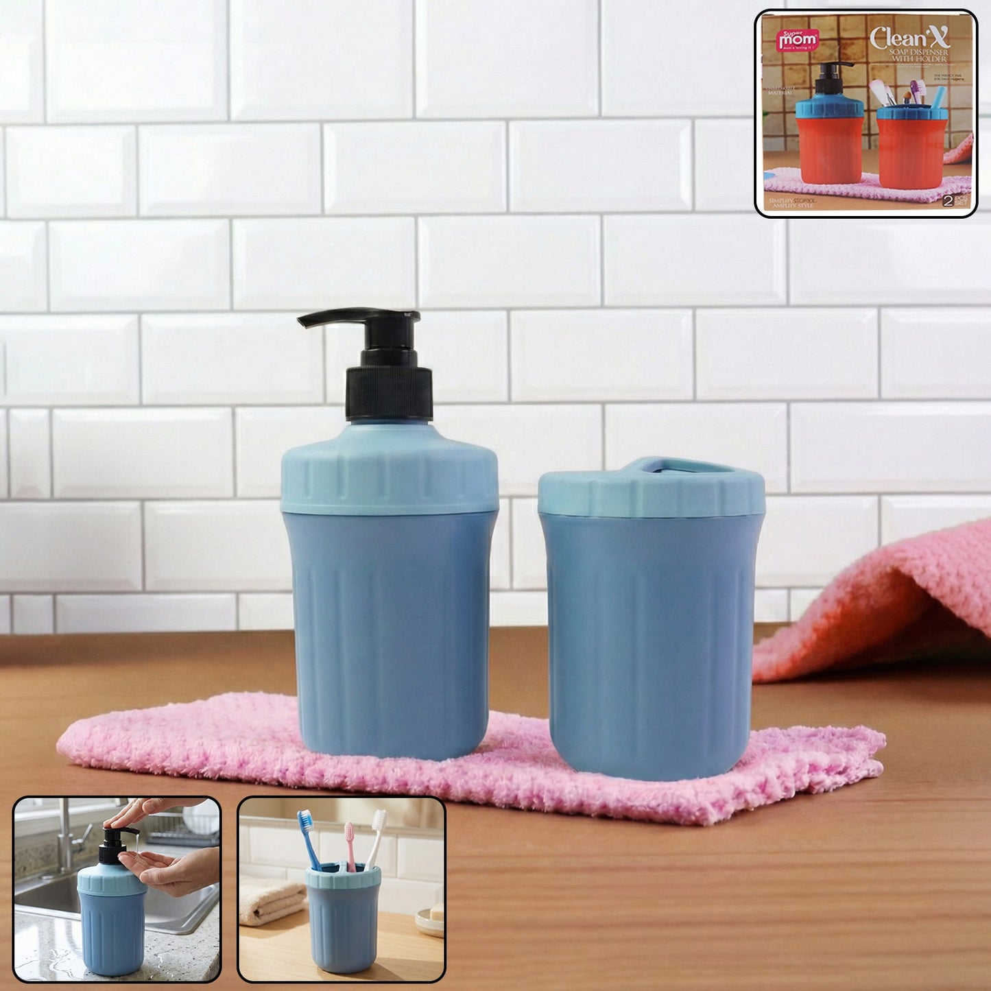 Multipurpose Soap Dispenser and Holder Set for Kitchen & Bathroom (1 Set) - Happy Price - Image 2
