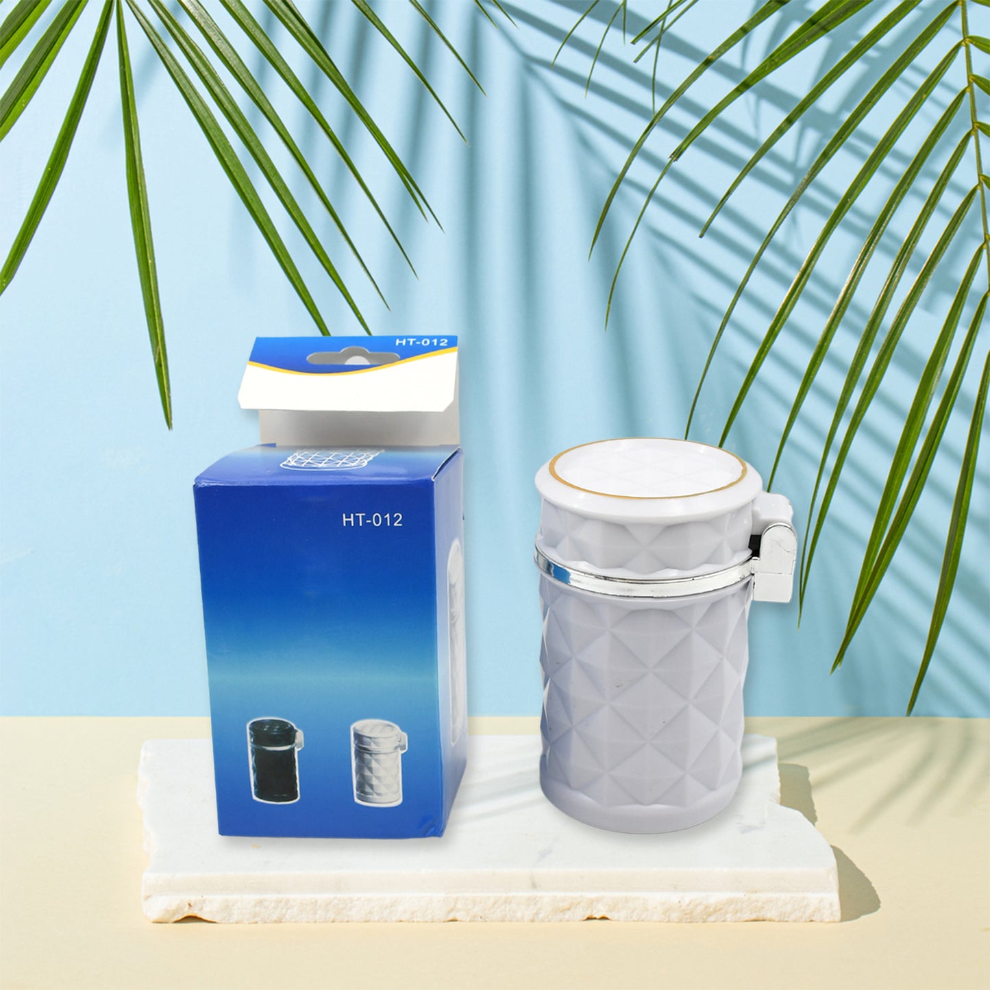 Car Cupholder Travel Ashtray With Lid And Led Light Portable With Blue Led Light Ideal Decorative Cigar Ash Bucket Cigarette Ashtray Car Waste Bin - Happy Price - Image 2