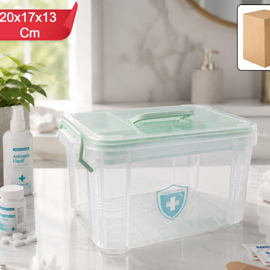 Plastic Medicine Organizer Box with Lock Lid & Handle (1 Pc) - Happy Price - Image 1