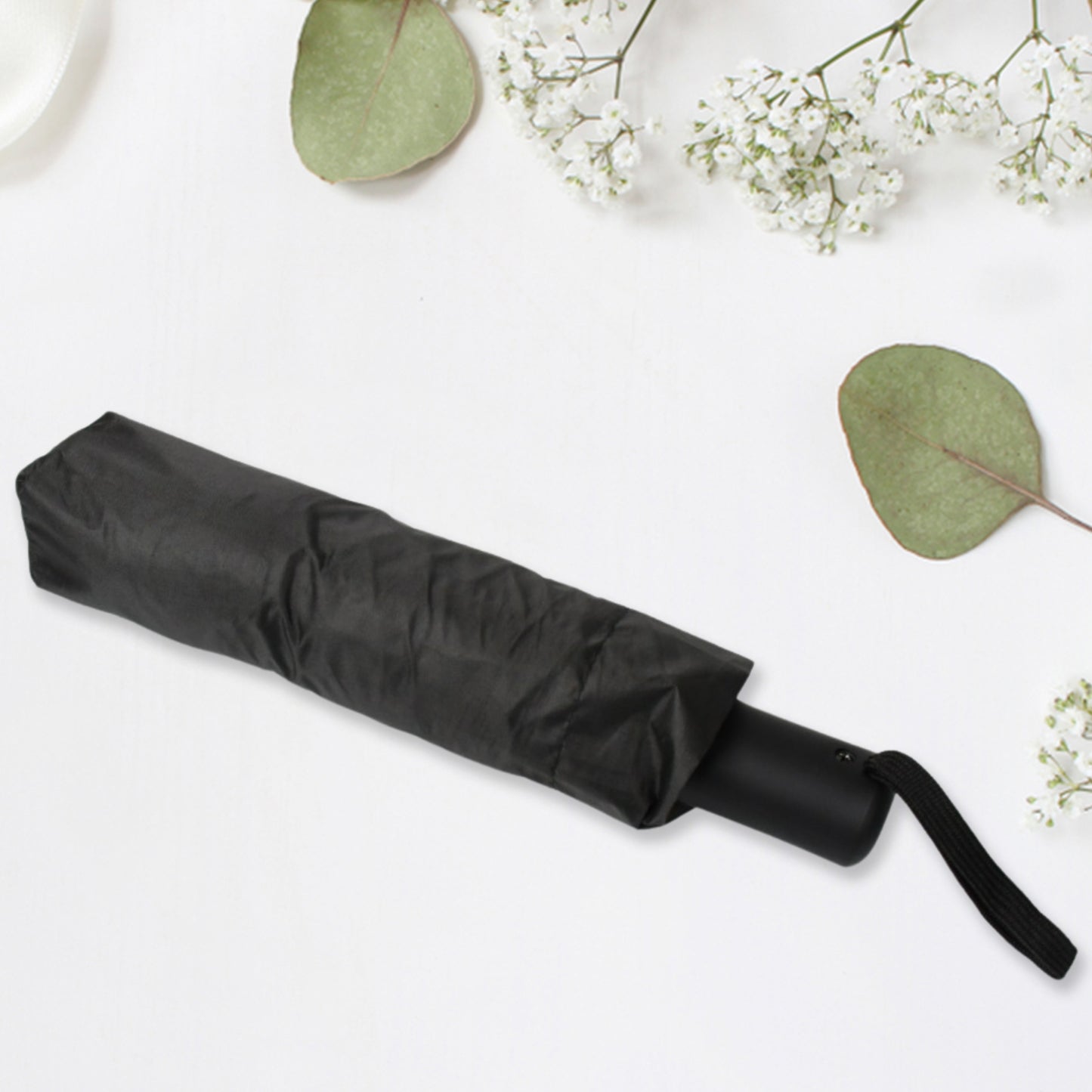 2 Fold Compact Umbrella - Windproof, Sunproof & Rainproof with Steel Shaft and Wrist Strap - Happy Price - Image 5