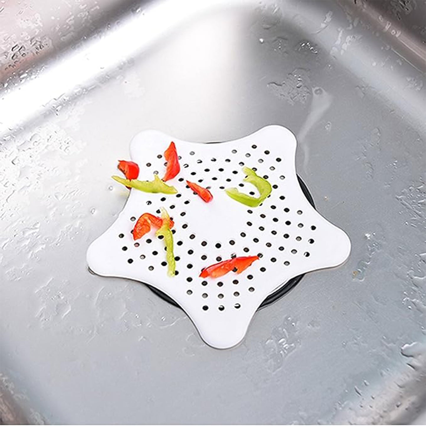 White Silicone Star Shaped Sink Filter Bathroom Hair Catcher Drain Strainers For Basin - Happy Price - Image 4