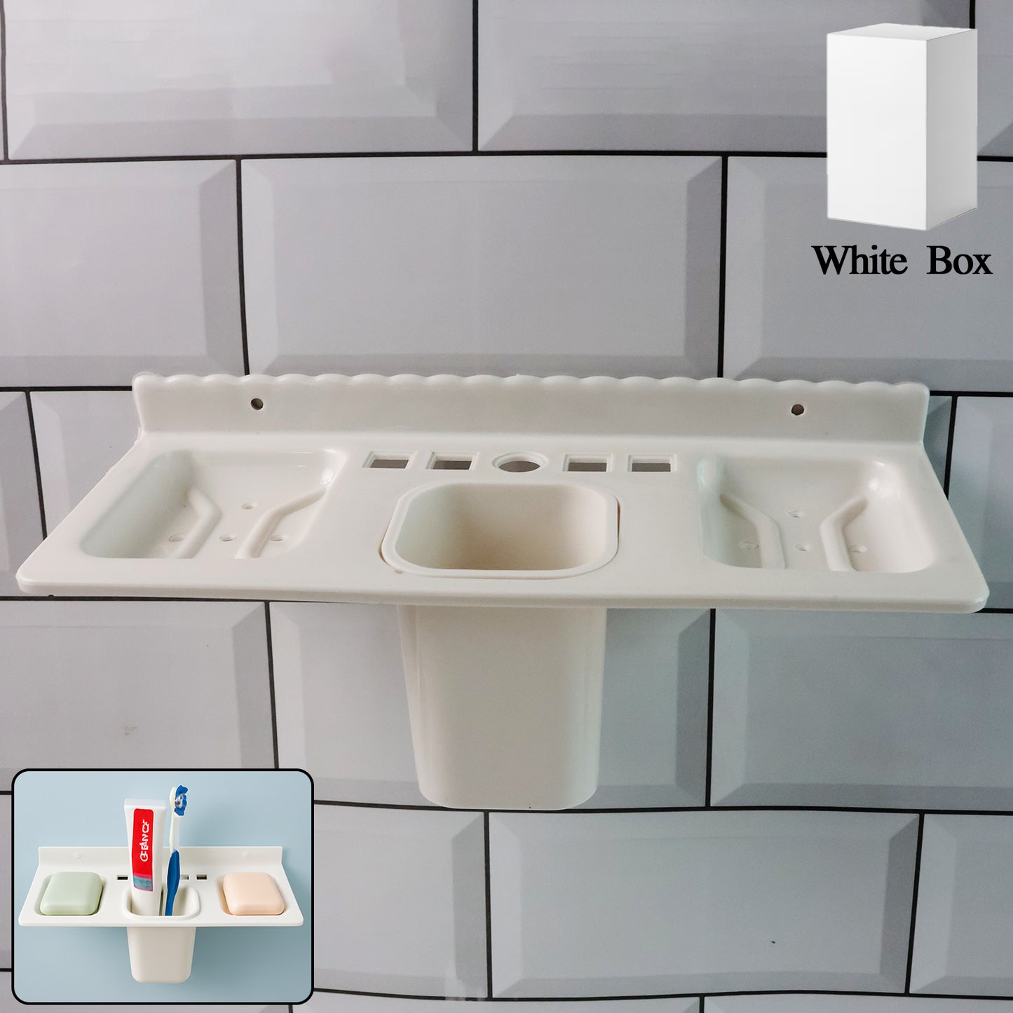 4-in-1 Wall Mount Bathroom Organizer Shelf with Tumbler Holder - 1 Pc - Happy Price - Image 7