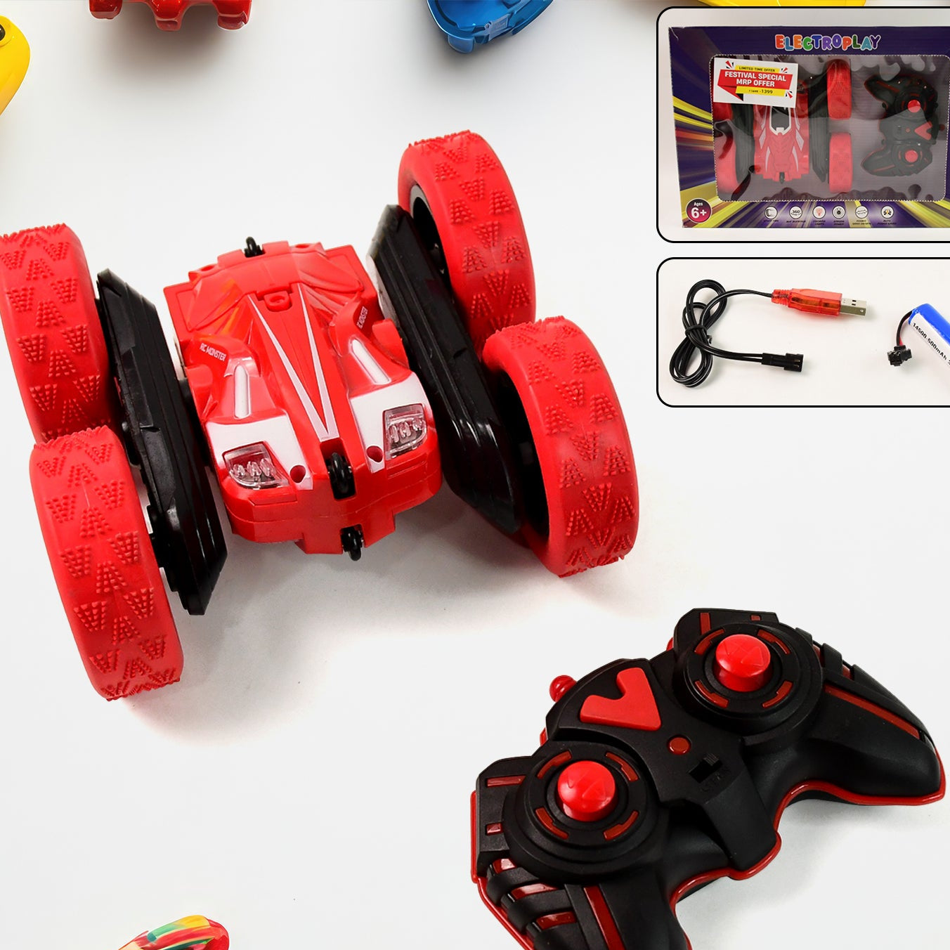 Stunt Remote Control Car - Double Sided Flips & All-Terrain Tires (1 Set) - Happy Price - Image 1