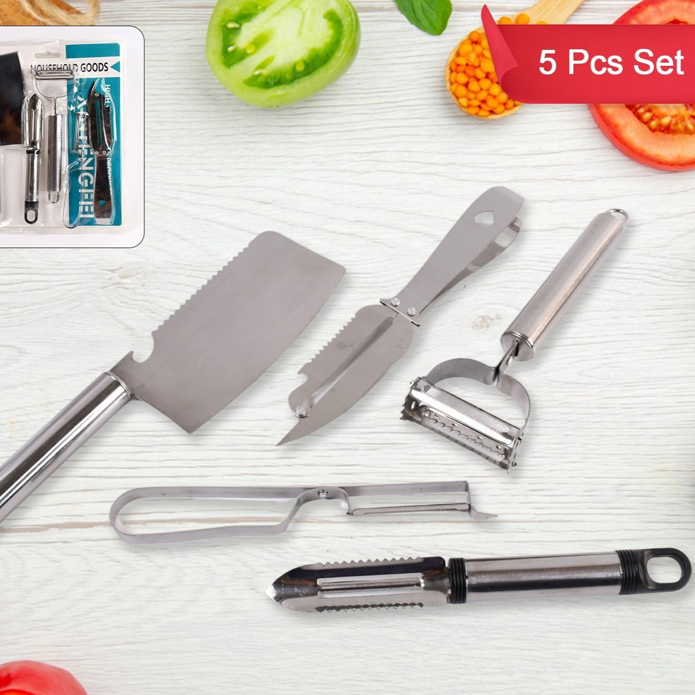 Multifunctional Peeler Grater Fruit Peeler Kitchen Household Gadget Set (5 Pc Set) - Happy Price - Image 1
