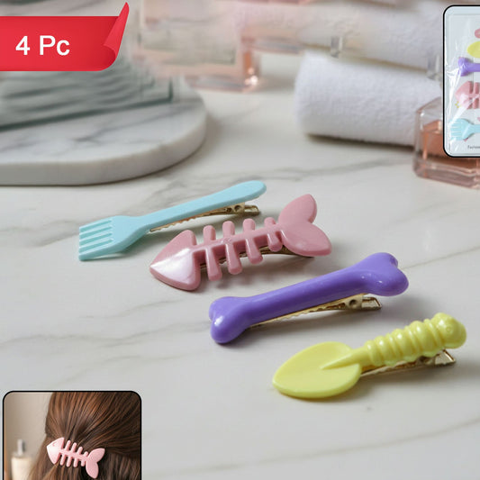 Cute Cartoon Hair Clips for Girls - 4 Pc Set - Happy Price - Image 1