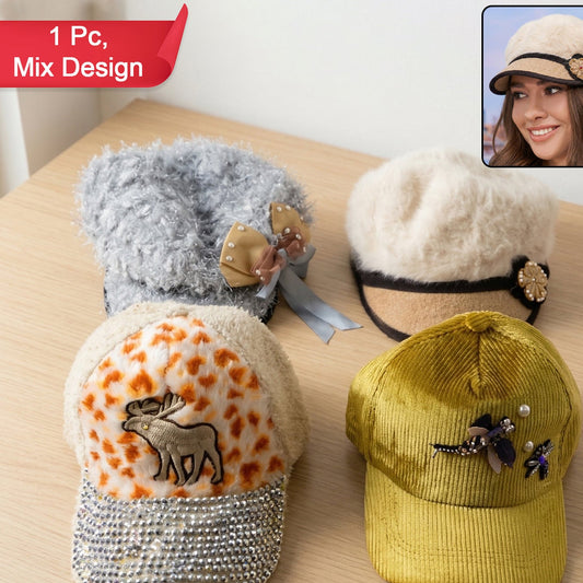 Stylish Winter And Summer Designer Cap (1 Pc Mix Design)