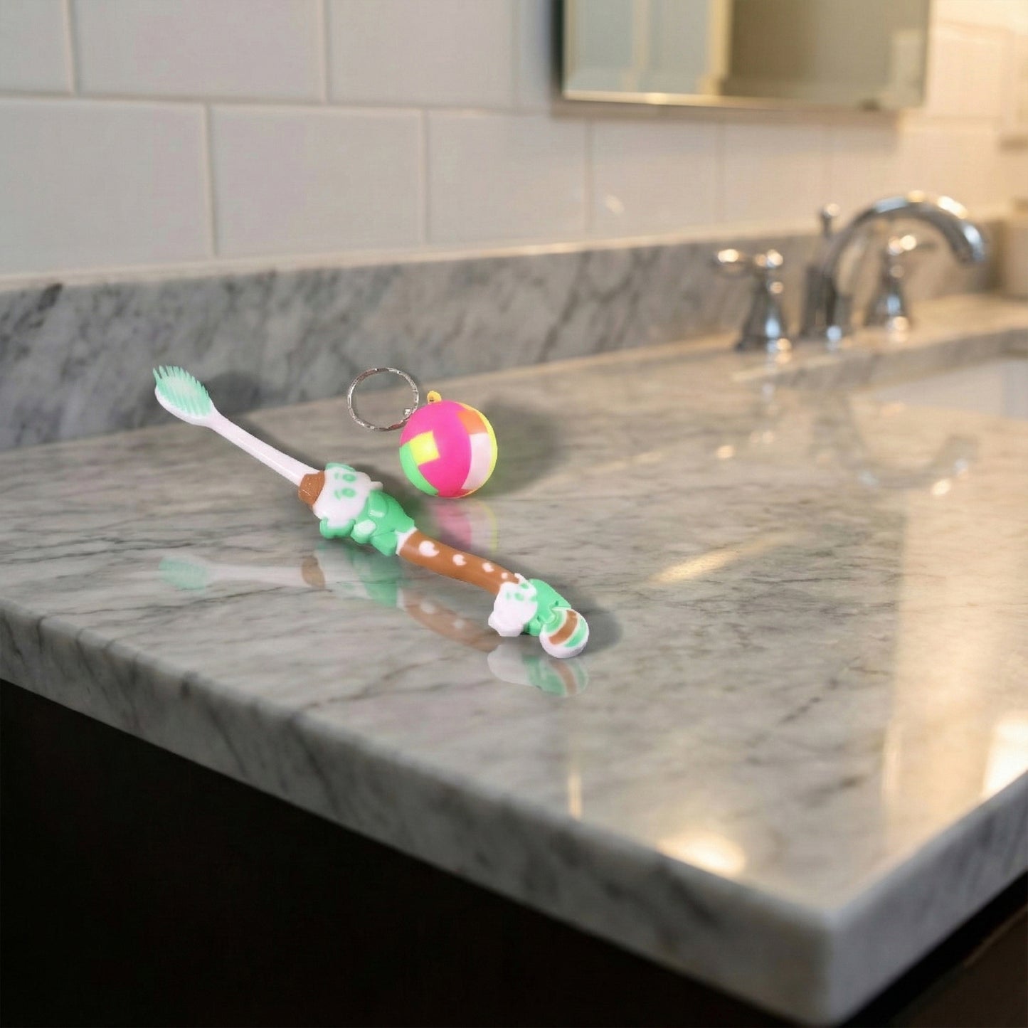Kids Toothbrush & Ball Keychain Toy Set - Fun Oral Care Combo - Happy Price - Image 6