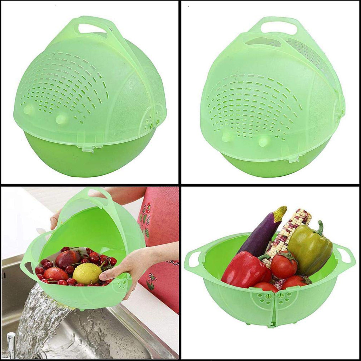 Apex 3-in-1 Kitchen Basket for Washing, Storing & Serving Fruits & Vegetables (1 Pc, Mixed Colors) - Happy Price - Image 2
