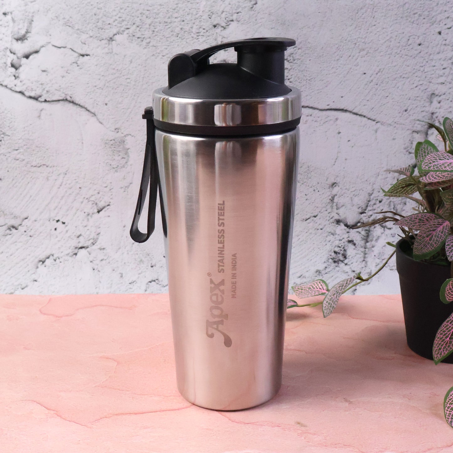 Apex Stainless Steel Gym Shaker Bottle with Spring - 1000ml, 1 Pc - Happy Price - Image 4