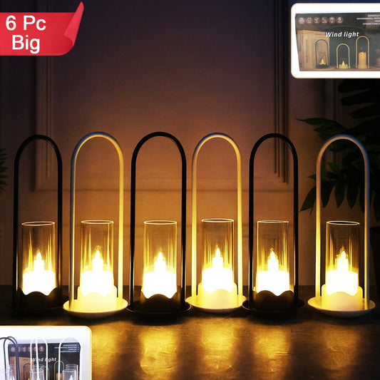 Set of 6 Big Wind Light Style Flameless LED Candles, Decorative Warm Flicker - Happy Price - Image 1