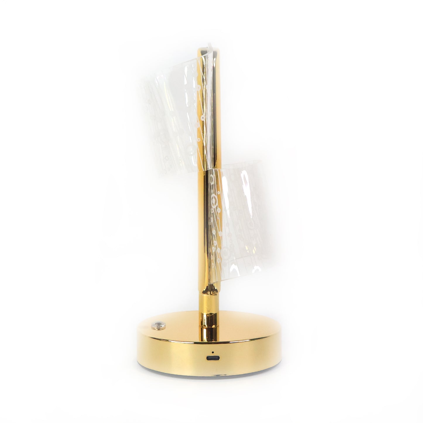 Crystal Double Shade LED Table Lamp - Golden Base, Decorative Bedside Light (1 Pc) - Happy Price - Image 2