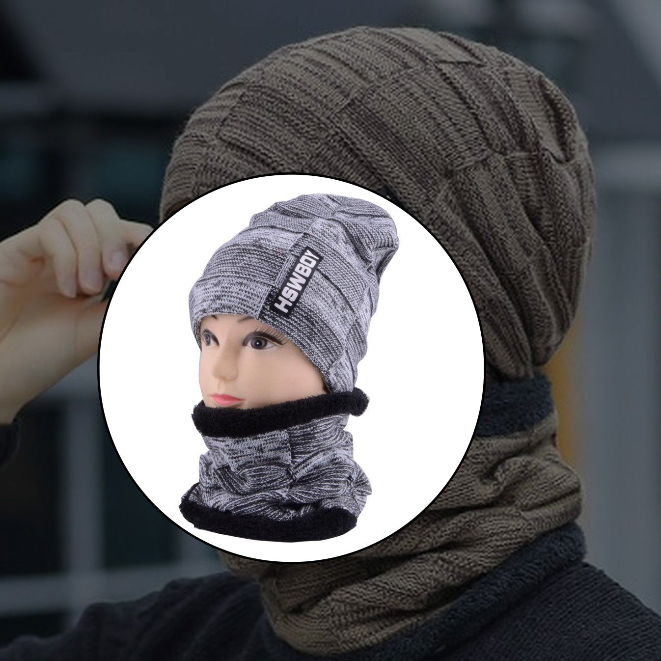 Soft Woollen Beanie Cap and Muffler Set for Men & Women - Happy Price - Image 1