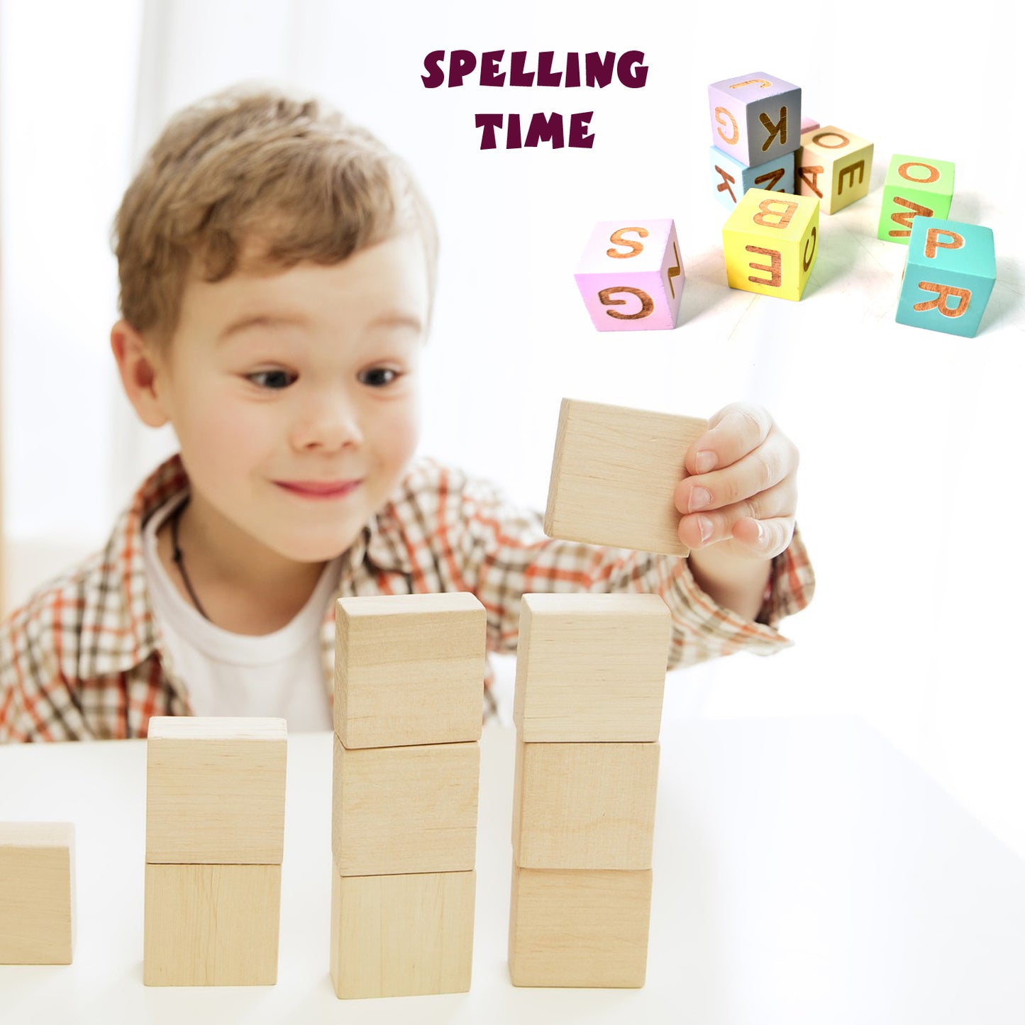 Alphabet Puzzle Spelling  Reading Words (26 Flash Cards  8 Woodenblock) - Happy Price - Image 5