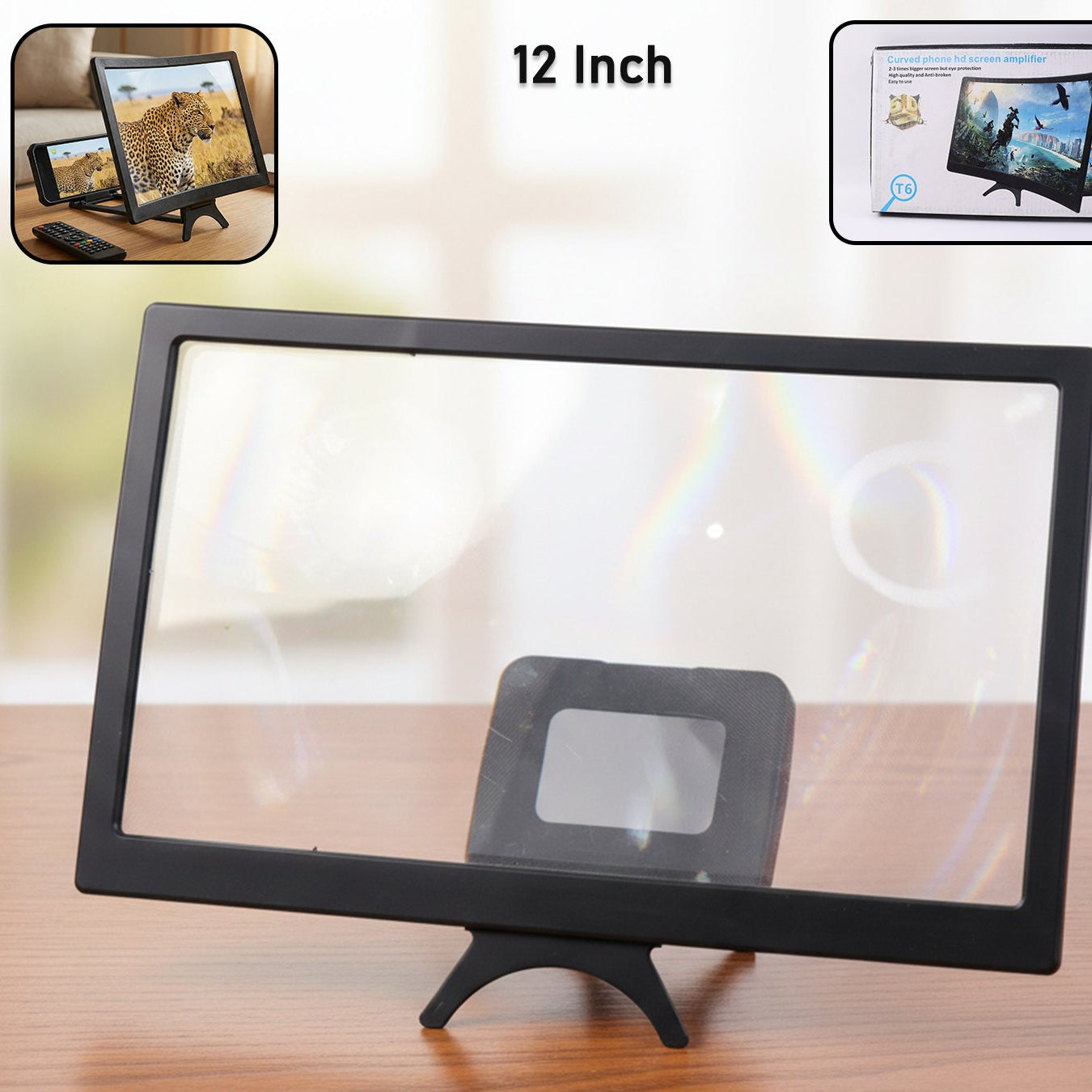 12 Inch Curved HD Mobile Screen Magnifier with Stand (1 Pc) - Happy Price - Image 1