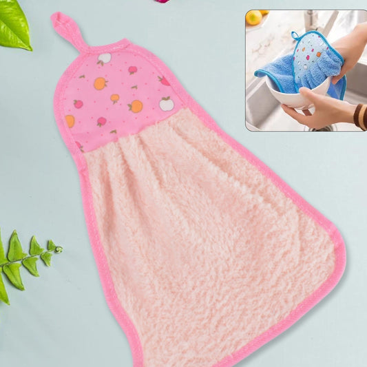 Microfiber Wash Basin Hanging Hand Kitchen Towel Napkin With Loop - Happy Price - Image 1