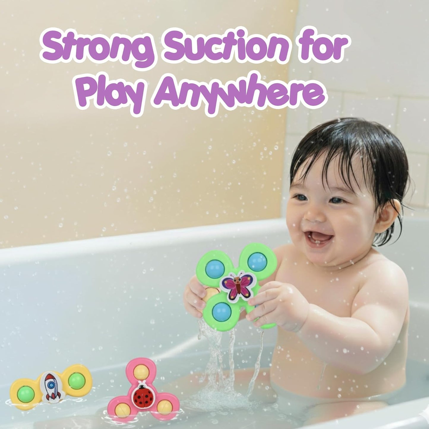 3 Pc Baby Spinner Toy Set with Suction Cups for Sensory Play - Happy Price - Image 6