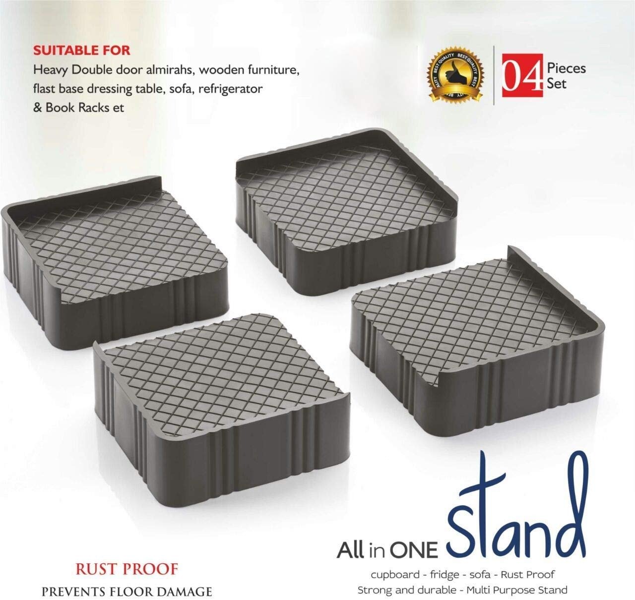 Premium Multipurpose Heavy Duty Cupboardrefrigeratorsofa Base Stand - Set Of 4 Pcs - Happy Price - Image 2