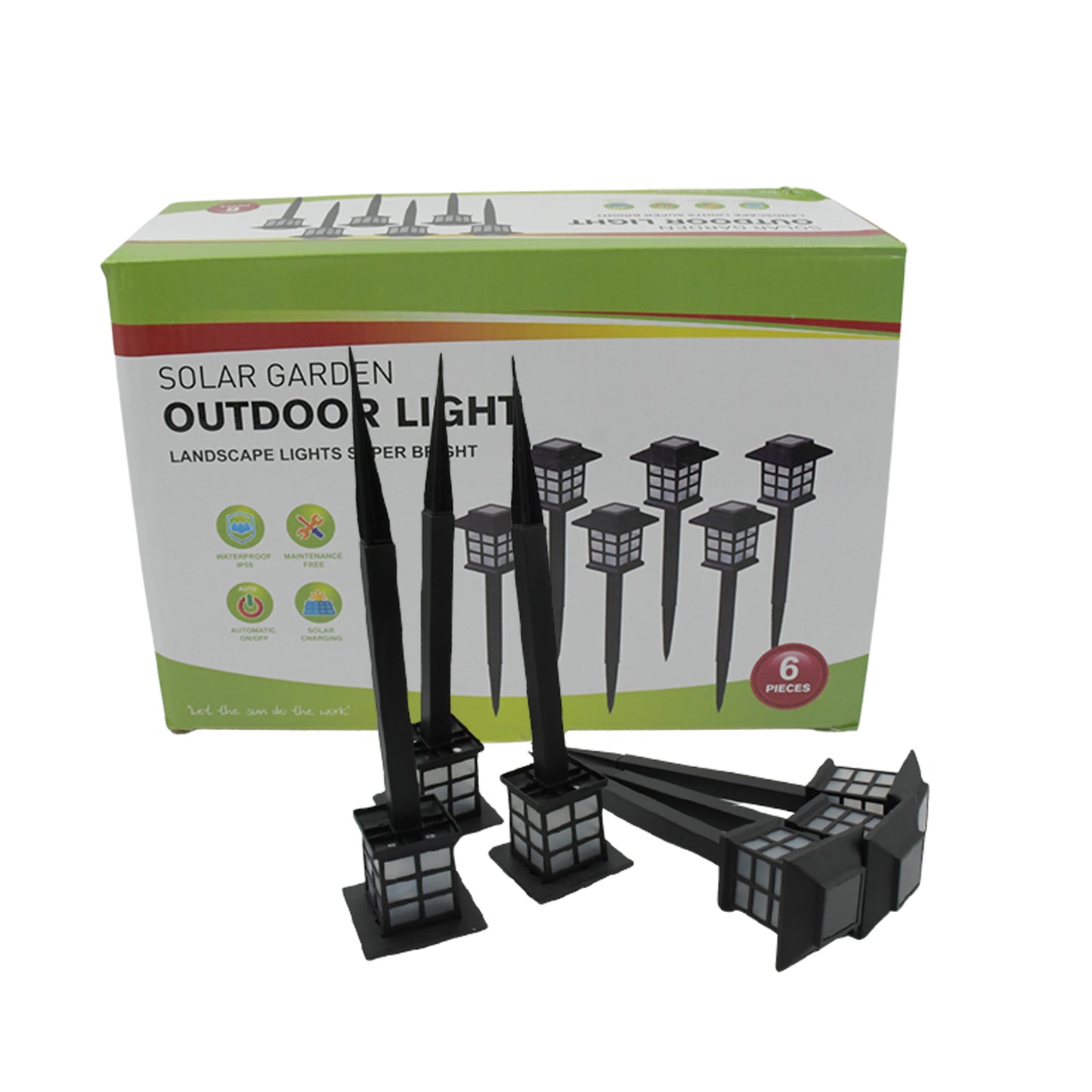 Big Solar Outdoor Lights 6 Pack Waterproof Solar Pathway Lights 10 Hrs Long-lasting Led Landscape Lighting Solar Garden Lights Solar Lights For Walkway Path Driveway Patio Yard  Lawn (6 Pc Set) - Happy Price - Image 4