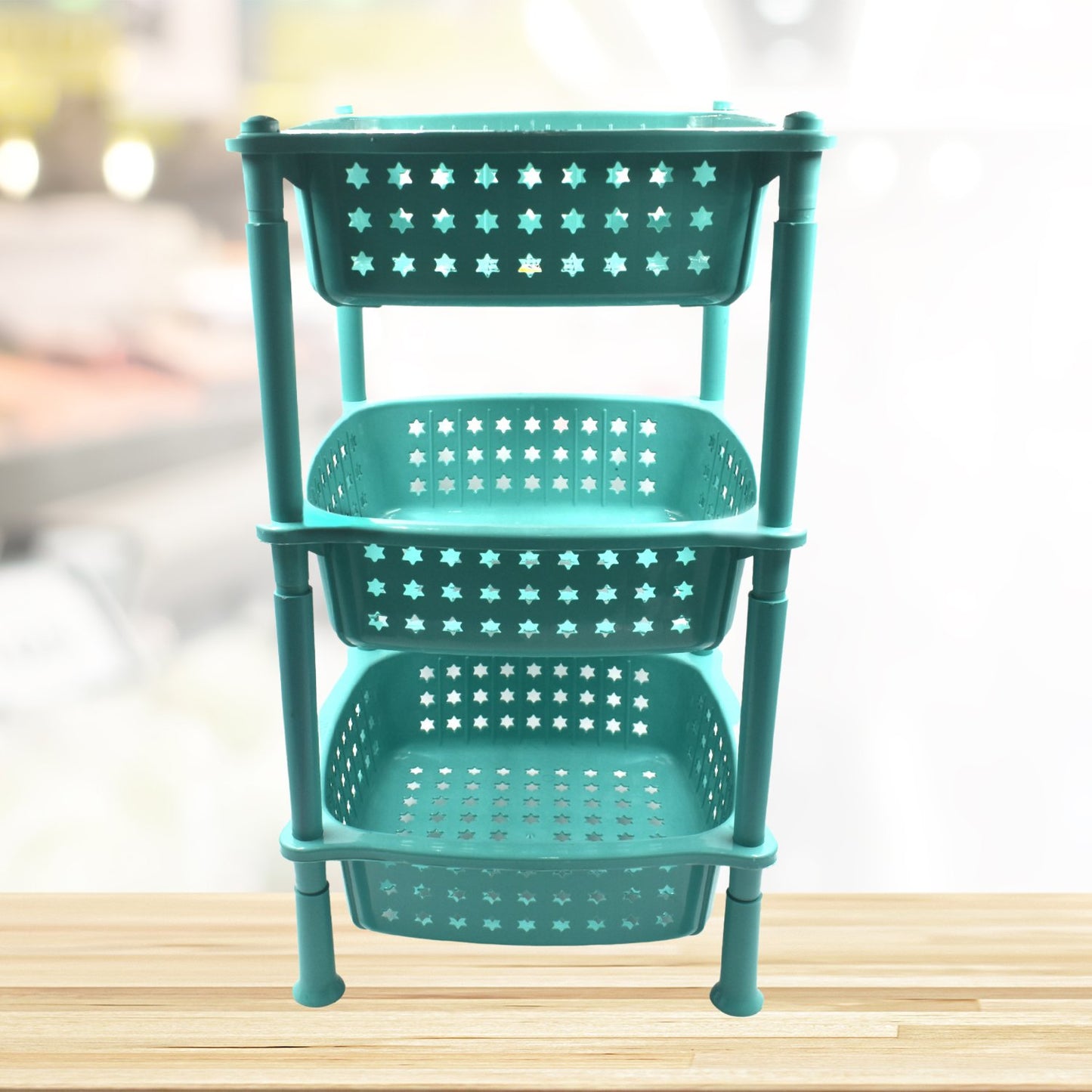 3 Layer Squre Kitchen Trolley Basket - Happy Price - Image 4